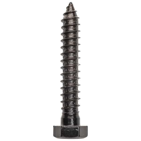 National Hardware Lag Screw, 3/4 in, 3 in, Steel, Black Power Coated Hex 4 PK N179-155 - main